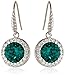 Amazon Collection Sterling Silver Round Halo Dangle Earrings Made with Swarovski Crystal