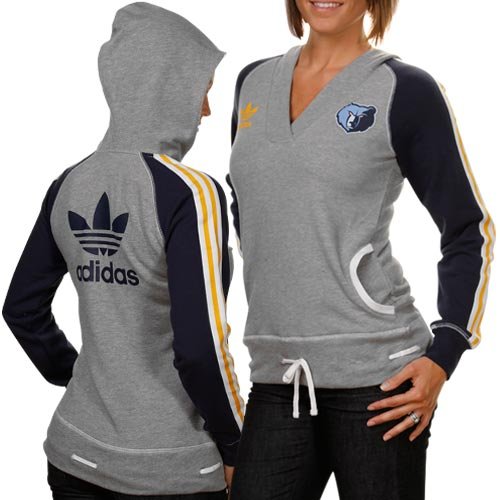 adidas Memphis Grizzlies Ladies Ash-Navy Blue Shawl Collar Raglan Pullover Hoodie Sweatshirt (Small)