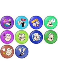 Single Detail Page Misc: Popeye Set 2 Pinback Buttons Badges/Pin 1 Inch (25mm) Set of 10 New - Thailand