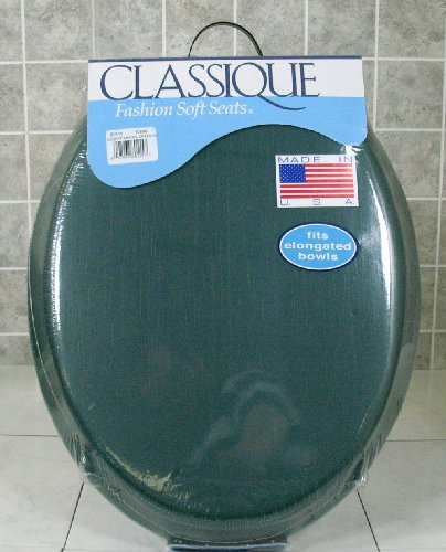 Ginsey Solid Hunter Green Padded Elongated Toilet Seat