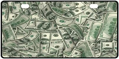 1 Dollar Bill Money Pattern Strong And Durable Aluminum Car Metal License Plate Frame for Women/Men Two Holes Tag 11.8" X 6.1"