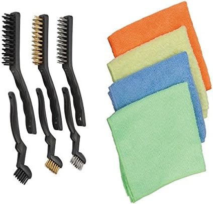 Harbor Tools Detail Wire Brush Set with a Microfiber Cleaning Cloths, 6 Piece
