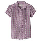 Girls' Cherokee Plaid Ruffle-Front Blouse - Brown
