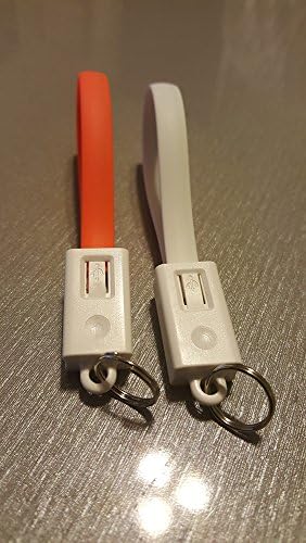 2-Piece Set in Crisp White and Bright Orange Micro USB Keychains and Pull - Charge Android Smartphones and Tablets on the Go!
