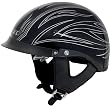 AFX Pinstripe Flame Adult FX-200 Harley Motorcycle Helmet w/ Free B&F Heart Sticker - Black/Silver/Silver