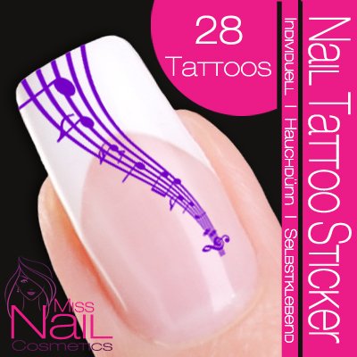 Nail Tattoo Sticker Musik / Noten - lila Preisvergleich