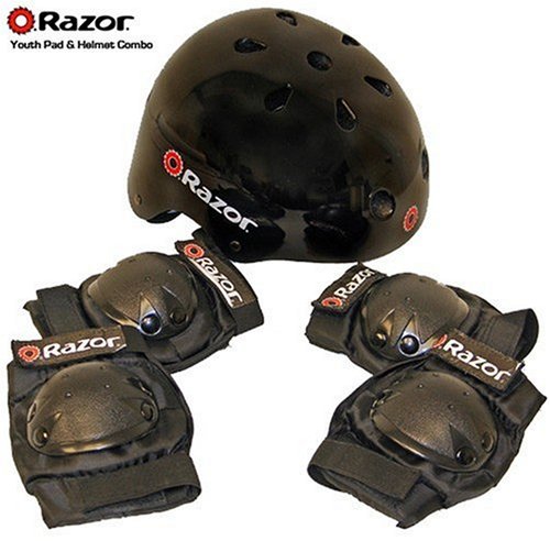 Razor Skater Youth Helmet and Pad Set Combo (Black)
