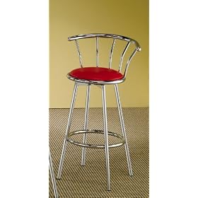 Coaster 50's Retro StyleBar Stools, 29-Inch Height, Red Fabric, Set of 2 by Coaster Home Furnishings