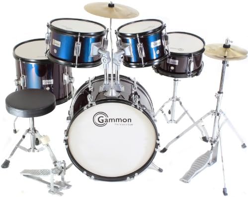 Metallic Blue Junior Drum Set with Cymbals Stool Sticks &amp; Hardware