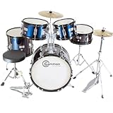 New Complete 5-Piece Blue Junior Drum Set with Cymbals Stands Sticks & Hardware