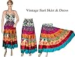 Bollywood Style Indian Vintage Sari Patch Causal Beach Dress Skirt for Women