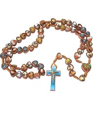 Rosary made with Saints images beads and center ( 19 inches long )