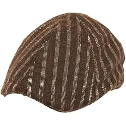 Wool Pinstripe 6 Panel Duck Bill Ivy Cap Hat Brown M/L