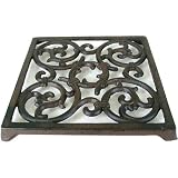Cast Iron scrolls vintage style Square trivet on feet