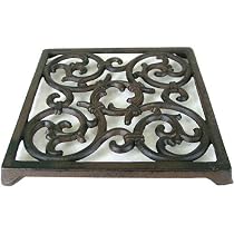Cast Iron scrolls vintage style Square trivet on feet