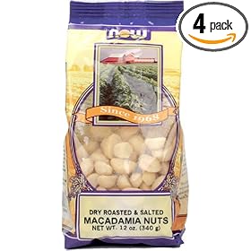 NOW Foods Macadamia Nuts Roasted-salted, 12-Ounce Bags (Pack of 4)