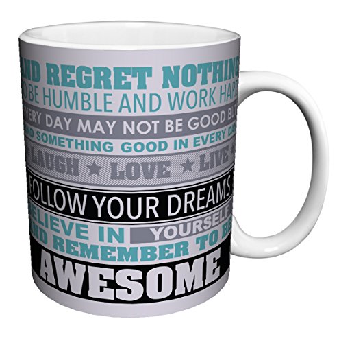 Be Awesome Inspirational Motivational Happiness Quotes Ceramic Gift Coffee (Tea, Cocoa) 11 Oz. Mug