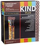 KIND PLUS, Almond Walnut Macadamia + Protein, Nutritional Boost, Gluten Free Bars (Pack of 12)