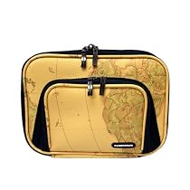 Amazon's Kindle DX CaseCrown Double Memory Foam Pouch Case with Front Pocket and Transparent Screen Protector - Antique Map