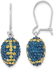 Sterling Silver Swarovski Elements Morgantown Spirit Football Earrings