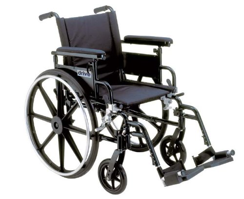 Drive Medical Viper Plus GT Wheelchair with Flip Back Adjustable Height Arms with Various Front Rigging, Black, 22