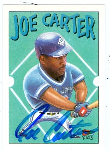 Joe Carter Autographed/Hand Signed baseball card (Toronto Blue Jays) 1992 Topps Kids #89 (67)