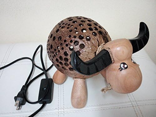 Buffalo Handmade Coconut Shell Wood Table Lamp Bedside Desk Lamp for Decor Gift