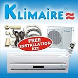 Klimaire 12000 btuh 13 SEER mini split ductless a/c air conditioner and heat pump 115V / 60Hz with free installation kit