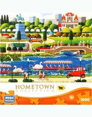 Detail image HOMETOWN COLLECTION Featuring the art of Heronim Swan Boats in Bostan 1000 Piece Puzzle