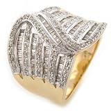 14K Yellow Gold Diamond Swirl Ring,