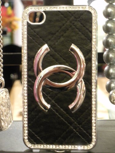 New Limited Edition Chanel Black with Silver Frame Leather Case for Iphone 4/4S