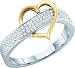 Beautiful Yellow and White Gold Micro Pave Diamond Heart Ring " Size 7 "