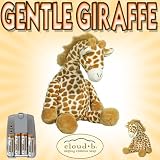 Cloud b Gentle Giraffe Sound Machine w/ Four Soothing Sounds (7373-ZZ) + Cloud b Baby Giraffe with Quiet Rattle (7361-ZZ) + NiMH AA Rechargeable Batteries and Charger DavisMAX Bundle
