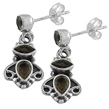 Fashionable 2.5 Ct. Smoky Topaz 925 Sterling Silver Dangle Earrings