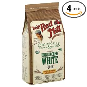 Bob's Red Mill Flour White Unbleached Organic, 5-Pound (Pack of 4)