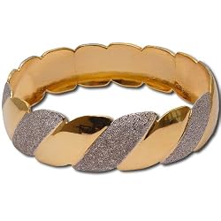 Gold and Rodium Plated Bangle Bracelets Costume Jewelry in Indian-Style 2.25 inches