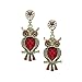 Bleek2Sheek Medium Antiqued Turquoise Crystal Wise Owl Dangle Earrings