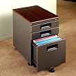 Office Line 3-Drawer Mobile File Cabinet In Pewter/Rosewood Finish By Studio RTA Furniture