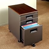 Office Line 3-Drawer Mobile File Cabinet In PewterRosewood Finish By Studio RTA Furniture