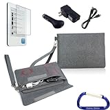IMAGE OF Gizmo Dorks Felt Case (Smoke) with Charging Bundle, Screen Protector and Carabiner Key Chain for the Kobo eReader (1st Generation)