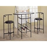 Black Bar Table with Glass by 