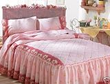 Pink Flowers Aida Bedspread Bedding Set Full 5pcs