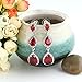 EVER FAITH® 3 Teardrop Zircon Pierced Earrings Red Austrian Crystal