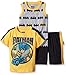 DC Comics Little Boys 3 Piece Batman and Superman T-Shirt Muscle Tee and Shorts Set, Yellow, 4T