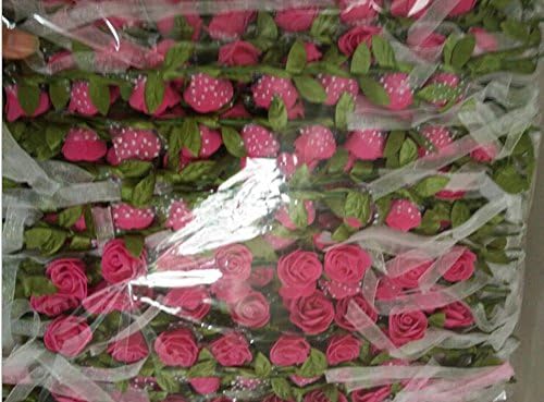 Lookcon Colorful Roses Lace Headdress Handmade Beach Ribbon Wreath(Rose Red)