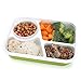Bento Box Lunch Box 3-compartment 1-bowl (4 in 1) 1- Spoon - Silicone Leakproof Healthy Lunch Boxes for Kids Adults - Food Grade Plastic Containers Crisper - Special Smart Valve Microwave-safe Green