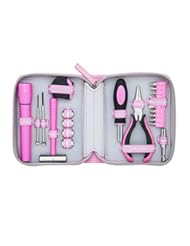 Home Improvement: 22-in-1 Tool Set with Tape Measure, Hammer, Flash Light, Pliers & Hand Multi-tool (Pink) - SMB Group