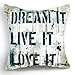 OJIA 18 X 18 Inch Cotton Linen Decorative Inspirational Sayings Throw Pillow Cover Cushion Case - Dream It