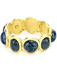 Kenneth Jay Lane Satin Gold, Crystal and Sapphire Stretch Bracelet
