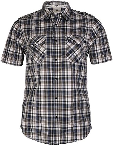 883 Police Men's Dandre Checkered Short Sleeved Button Up Collar Shirt Size M Blue